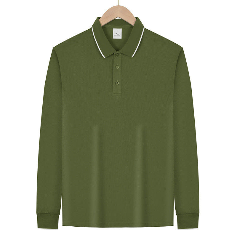 Herren Langärmeliges Funktions-Poloshirt mit Piquéstruktur und Kontrastkragen – Cavello