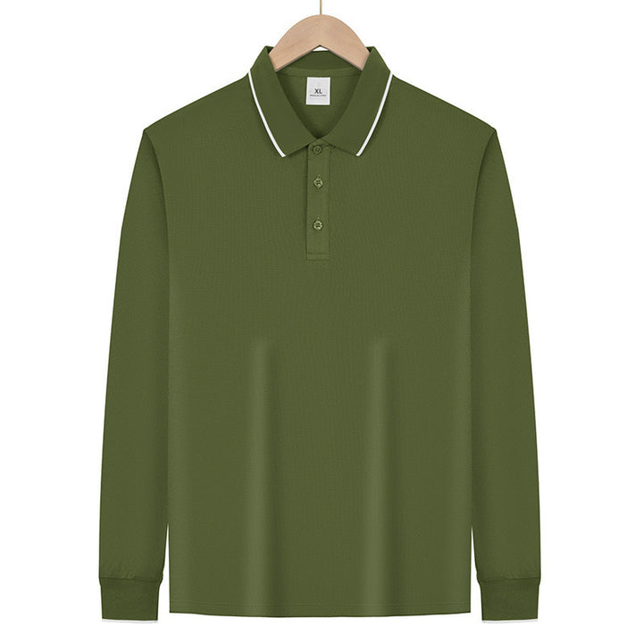 Herren Langärmeliges Funktions-Poloshirt mit Piquéstruktur und Kontrastkragen – Cavello