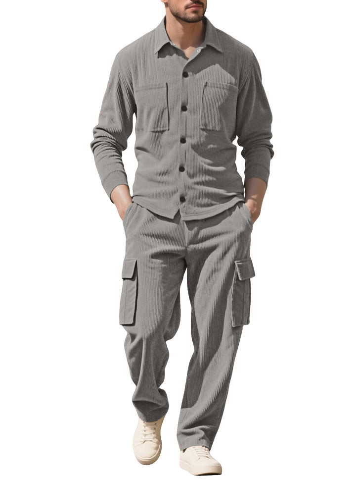 Herren nan geripptes Worker-Hemd mit Brusttaschen und entspannter Cargohose Echo Archiv