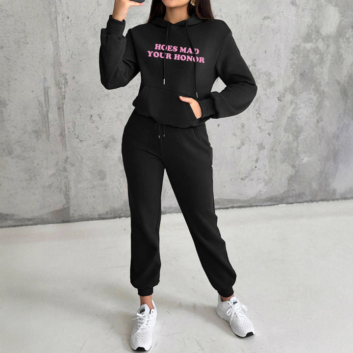 Damen nan Kapuzen-Sweatshirt und Slim-Jogginghose Lounge-Set mit Kängurutasche, gerippten Bündchen und figurbetonter Passform Echo Archiv