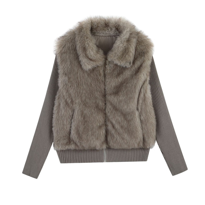 Damen Hybridjacke mit Kunstfell‑Front und gerippten Strickärmeln Echo Archiv