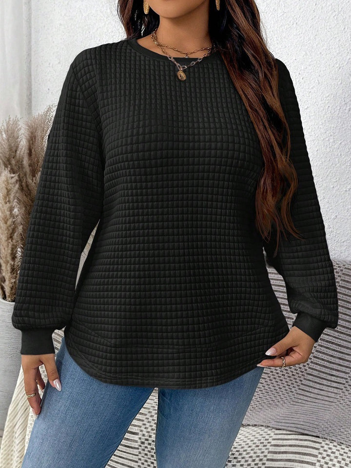 Damen nan Waffelstrick Longsleeve mit Rundhalsausschnitt, leicht A-Linien-Schnitt und gerippten Bündchen Echo Archiv