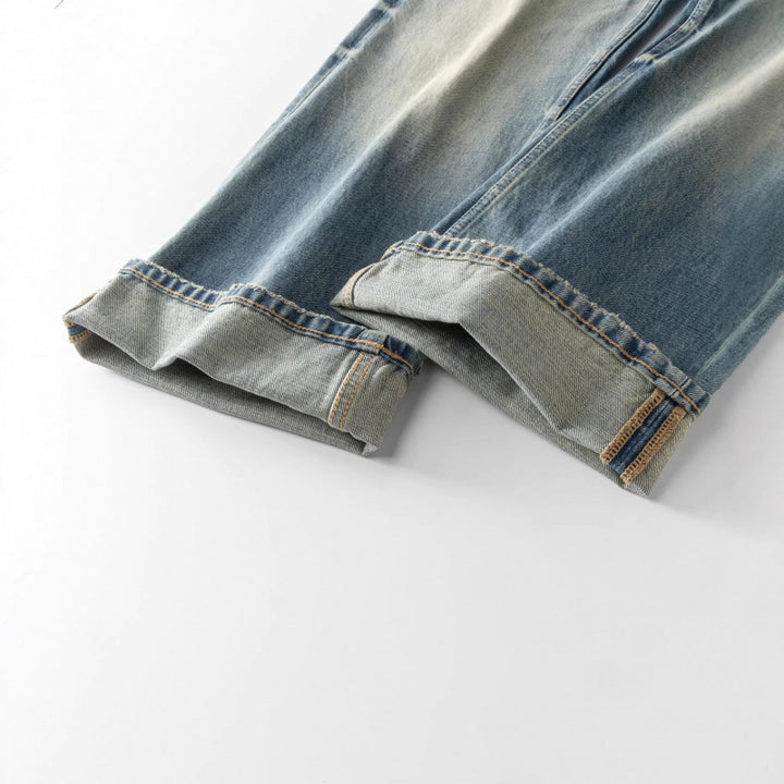 Damen Weitgeschnittene Straight‑Leg Jeans mit hoher Taille und Vintage‑Waschung Echo Archiv