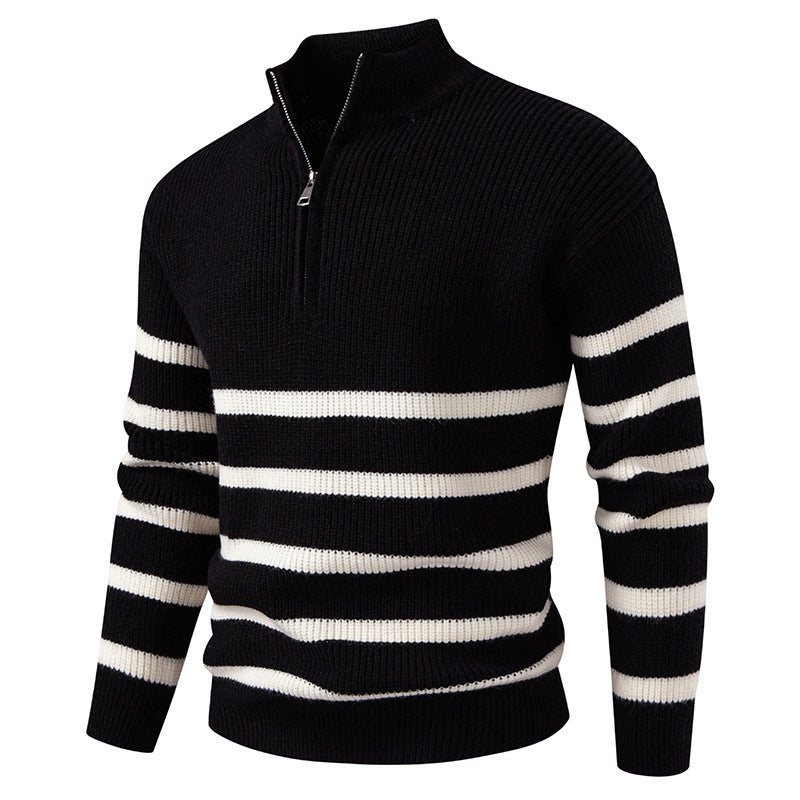 Herren modischer Rollkragenpullover mit strukturiertem Design und halbem Reißverschluss Echoarchiv