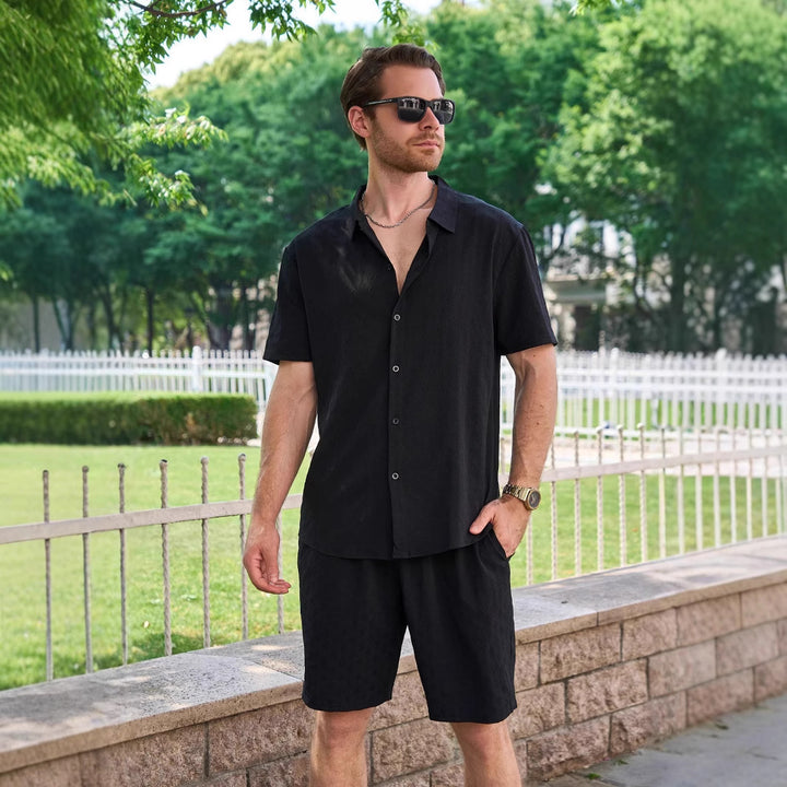 Herren lässiges Kurzarmhemd und kurze Hose Set Echoarchiv