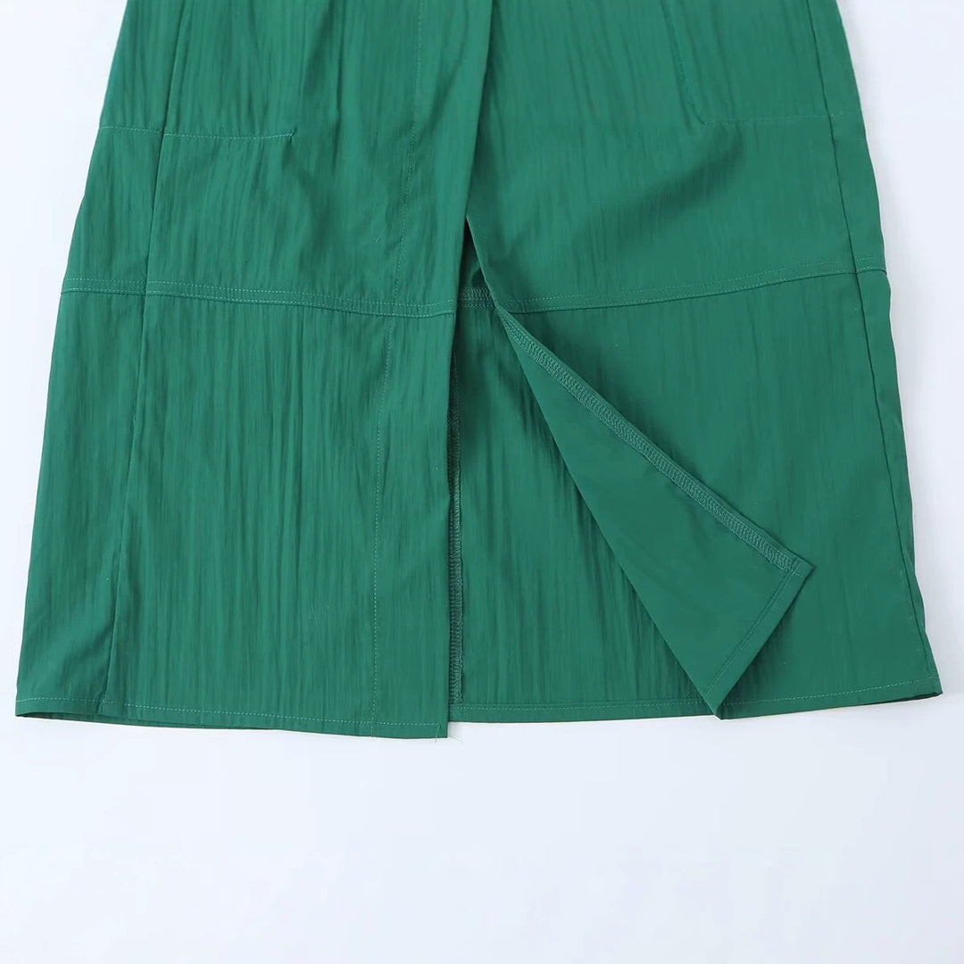 Damen Hemdblusen-Midikleid mit V-Ausschnitt, elastischer Taille und aufgesetzten Taschen Echo Archiv