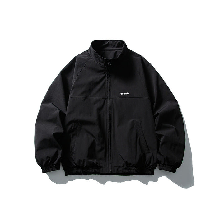 Unisex Leichte wasserabweisende Windjacke mit Stehkragen, Raglanärmeln und elastischem Saum Echoarchiv