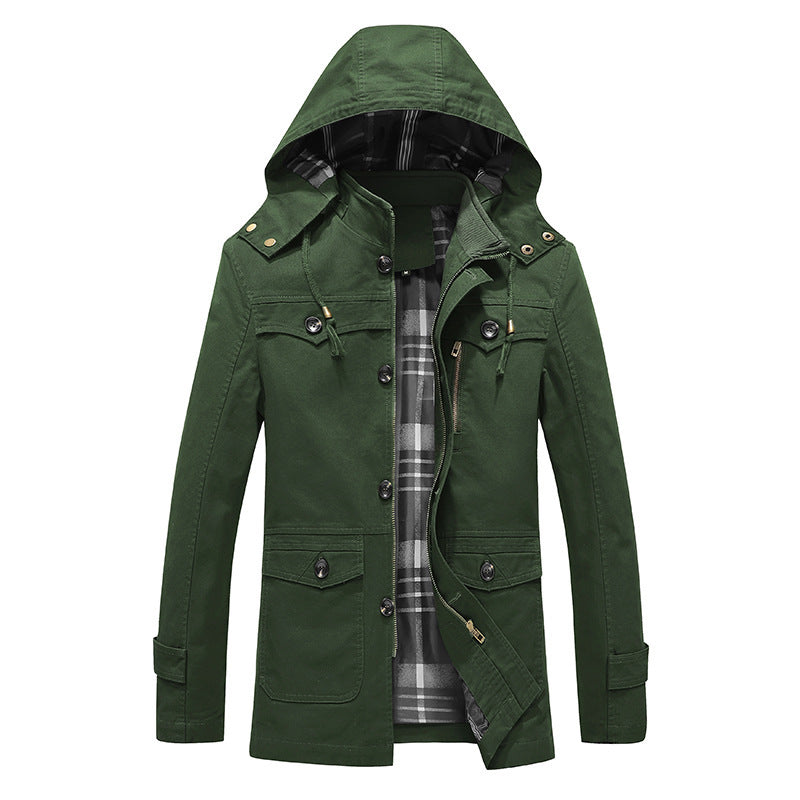 Herren Übergangs-Canvasparka mit gesteppter Karofutter-Innenlage und Mehrfachtaschen Echo Archiv