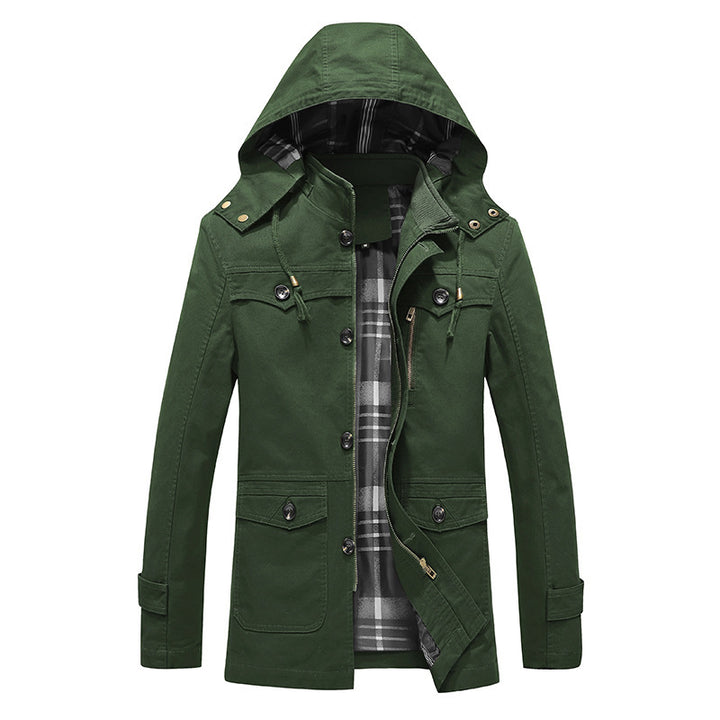 Herren Übergangs-Canvasparka mit gesteppter Karofutter-Innenlage und Mehrfachtaschen Echo Archiv