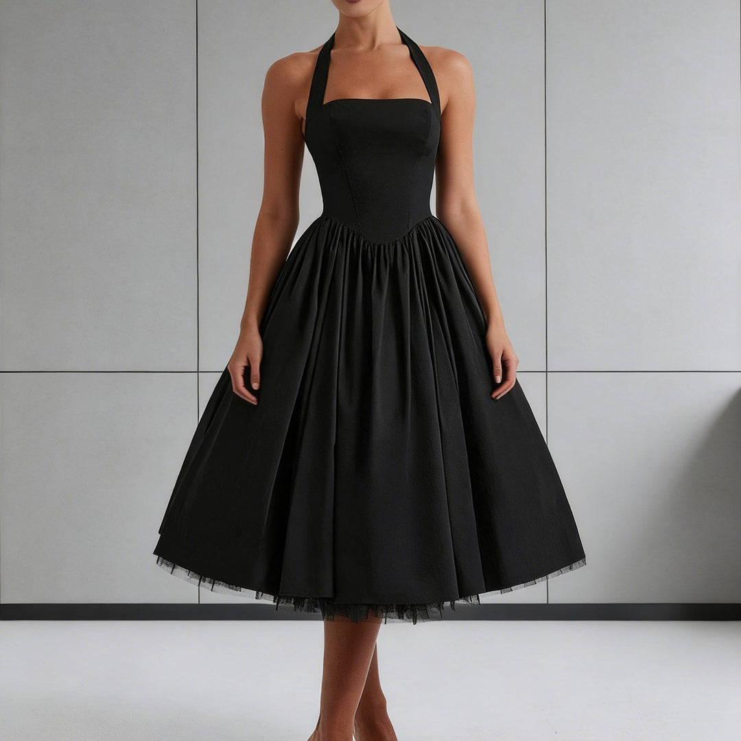 Damen Elegantes A-Linien Cocktailkleid mit schulterfreier Halterung und weichem Baumwollstoff Echo Archiv