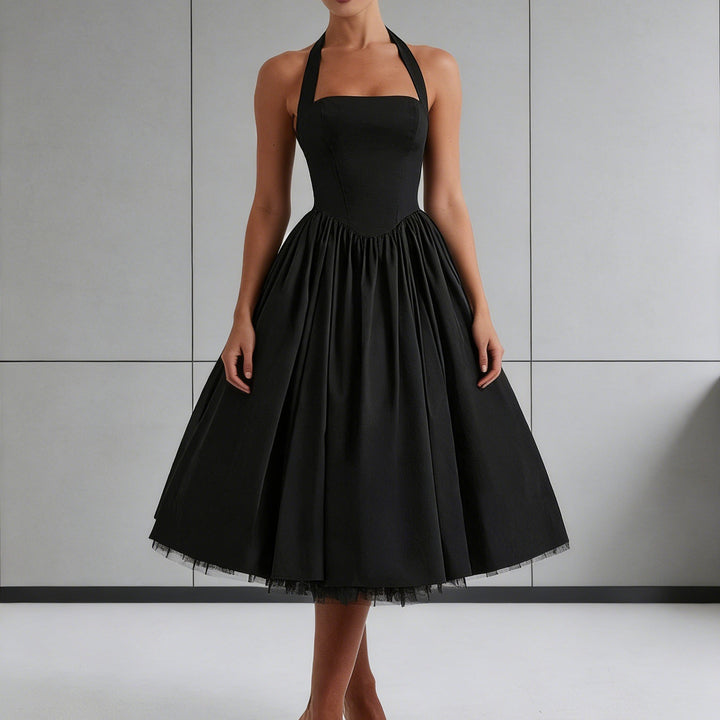 Damen Elegantes A-Linien Cocktailkleid mit schulterfreier Halterung und weichem Baumwollstoff Echo Archiv