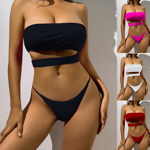 Damen Bikini-Set mit raffiniertem Bandeau-Oberteil und verführerischem Cut-Out Echo Archiv