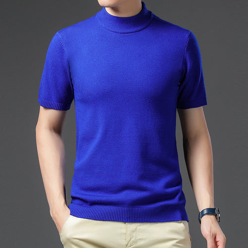 Herren elegantes Kurzarm-Pullover mit hochgeschlossenem Kragen Echoarchiv