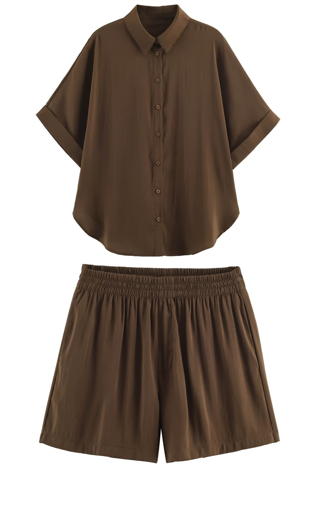 Damen Lockeres zweiteiliges Set mit Oversize-Hemd und Elastik-Shorts Echo Archiv