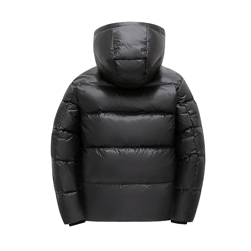 Herren glänzende Thermo-Steppjacke mit reflektierender Innenseite, Kapuze und wärmedämmender Füllung – Marzano