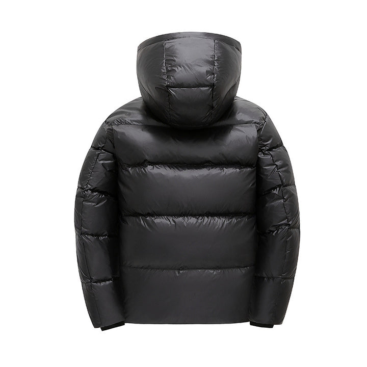 Herren glänzende Thermo-Steppjacke mit reflektierender Innenseite, Kapuze und wärmedämmender Füllung – Marzano