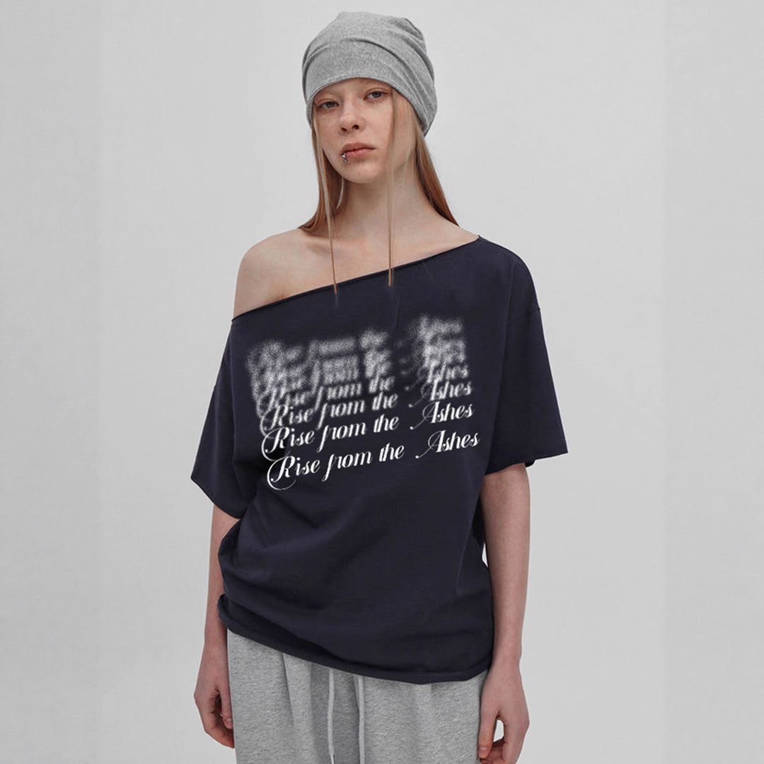 Damen Oversized T-Shirt mit Kristallverzierung und V-Ausschnitt Echo Archiv