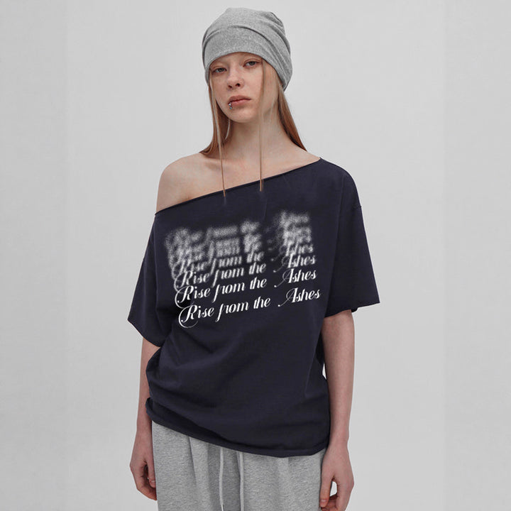 Damen Oversized T-Shirt mit Kristallverzierung und V-Ausschnitt Echo Archiv