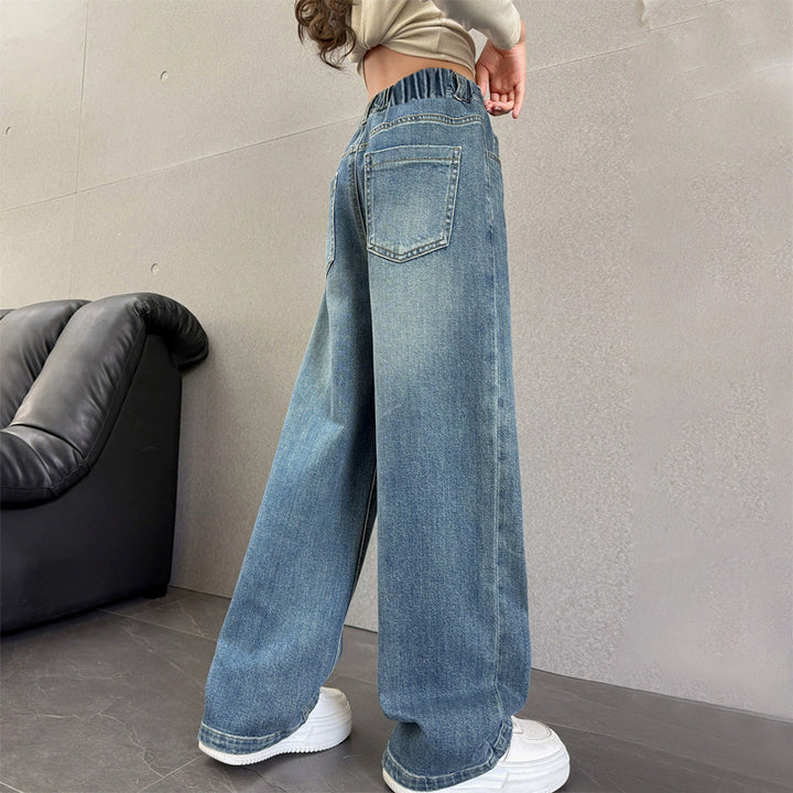Damen weite Denim-Hose mit elastischem Bund und lässigem Schnitt Echo Archiv