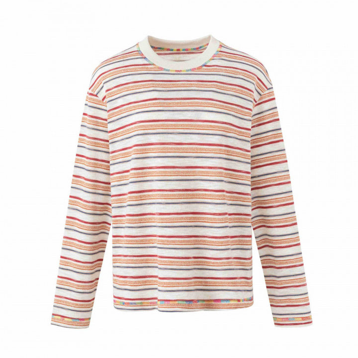 Unisex Oversize gestreifter Feinstrickpullover mit Rundhalsausschnitt und strukturierter Weboptik Echo Archiv
