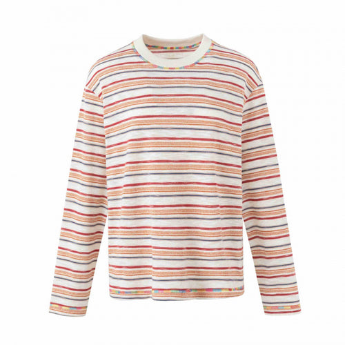 Unisex Oversize gestreifter Feinstrickpullover mit Rundhalsausschnitt und strukturierter Weboptik Echo Archiv