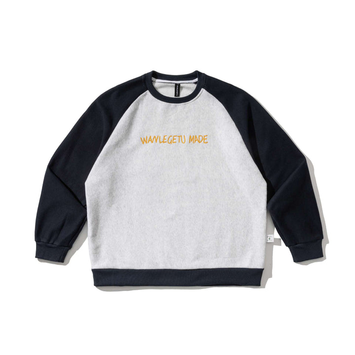 Herren Raglan-Sweatshirt mit gesticktem Logo und Kontrastärmeln aus leichtem Frottee Echoarchiv
