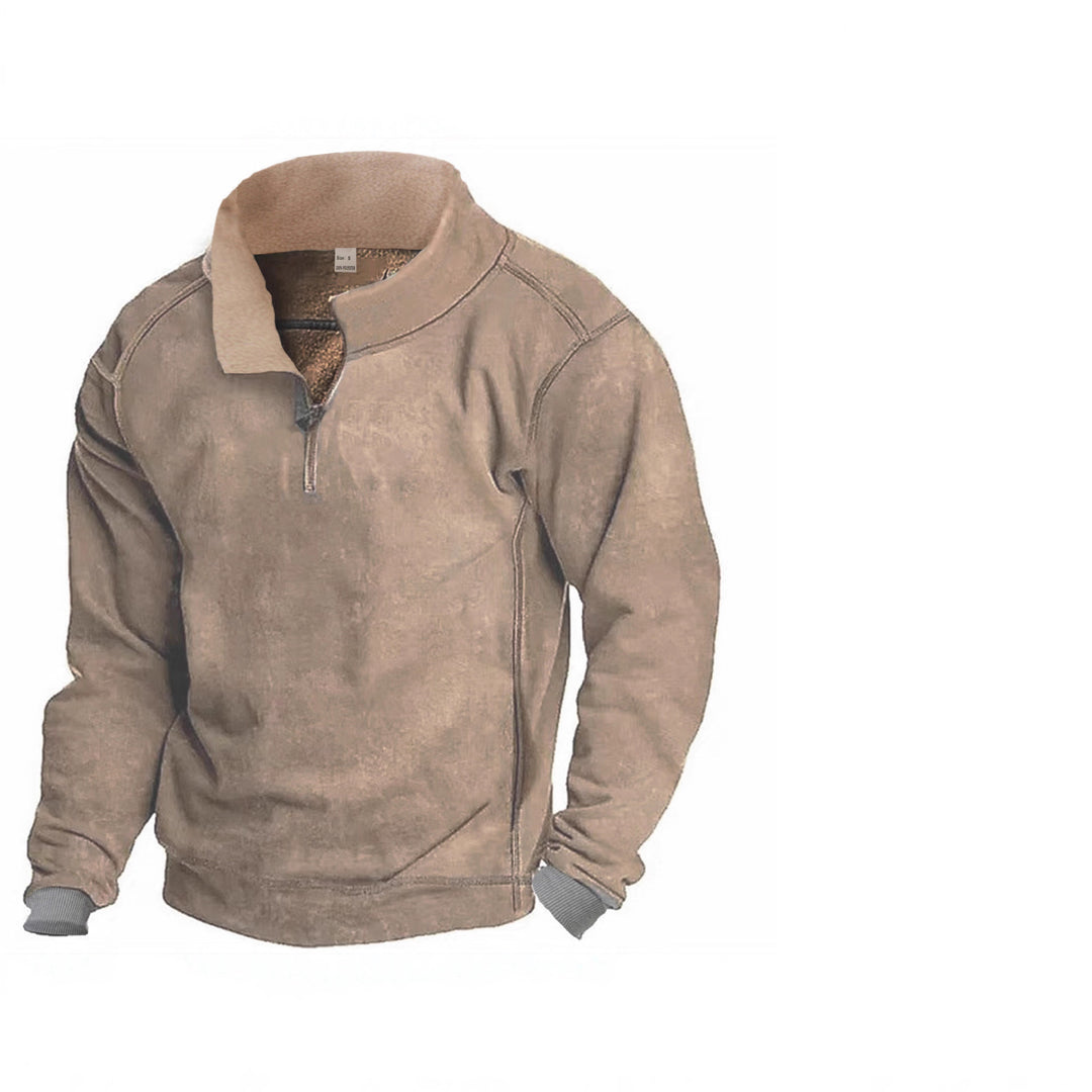 Herren Fleece-Pullover mit durchgehendem Reißverschluss und kontrastierendem Kragen Echoarchiv