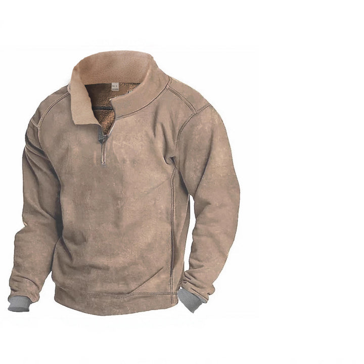 Herren Fleece-Pullover mit durchgehendem Reißverschluss und kontrastierendem Kragen Echoarchiv