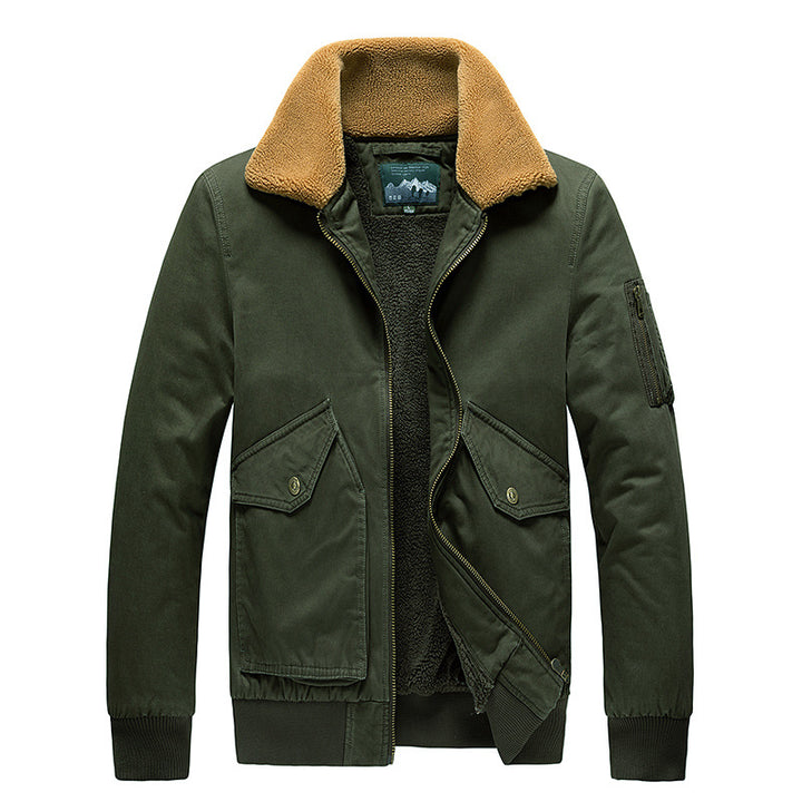 Herren Pilotenblouson mit Sherpa-Futter und Umlegekragen – Taviero