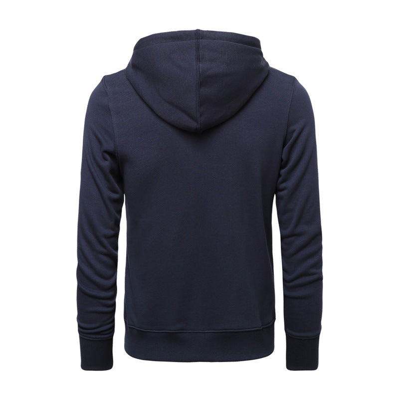 Herren schmal geschnittener Zip-Hoodie mit Metall-Reißverschluss, doppellagiger Kapuze und Kängurutasche – Cavarno
