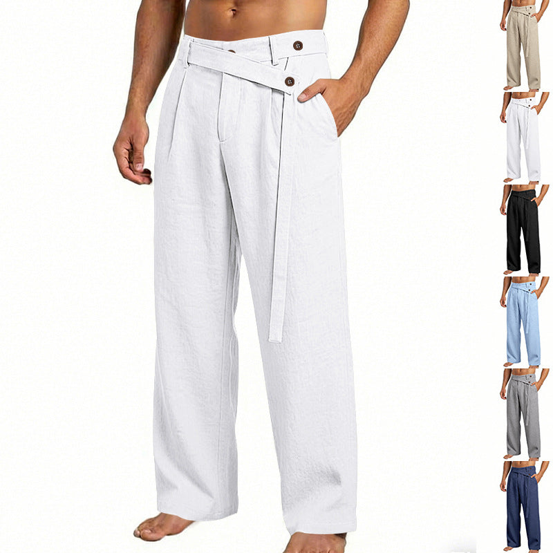 Herren nan weite Leinenhose mit Wickelbund, hoher Taille und legerem Bein Echo Archiv