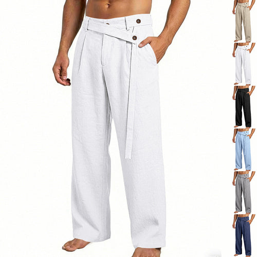 Herren nan weite Leinenhose mit Wickelbund, hoher Taille und legerem Bein Echo Archiv