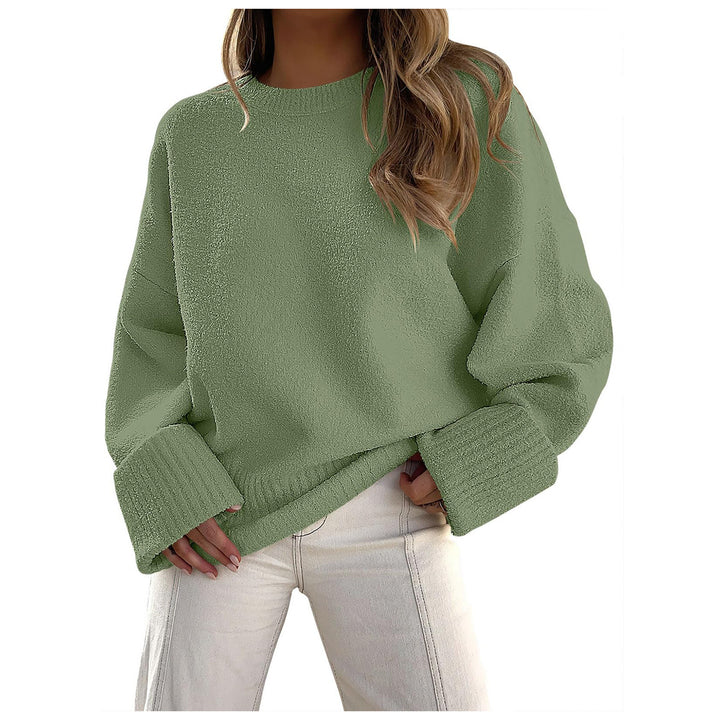 Damen Oversize Bouclé-Strickpullover mit überschnittener Schulter und breiten Bündchen – Mavelle