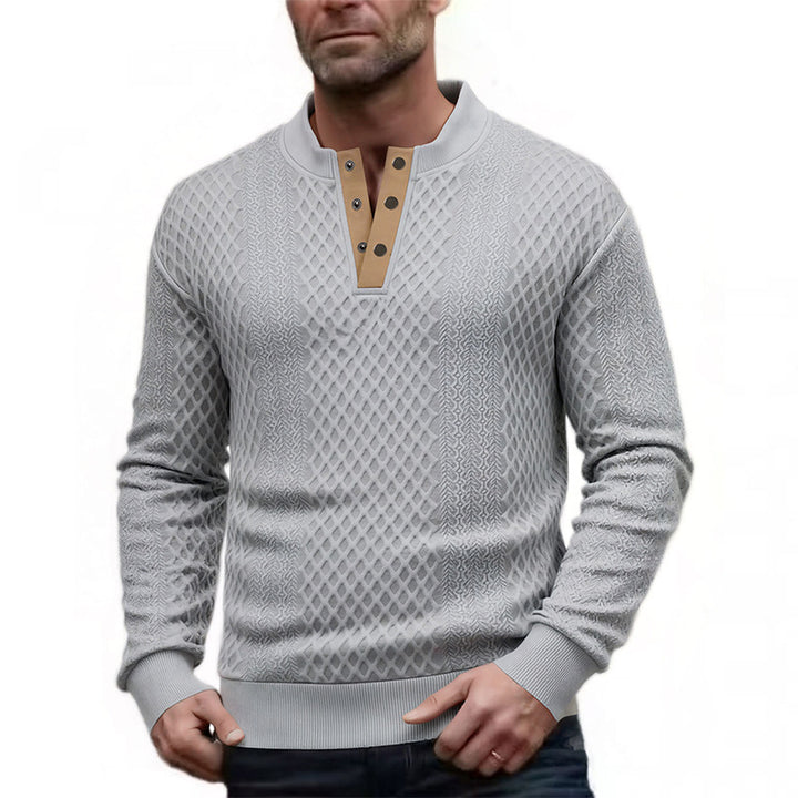 Herren Elegantes Strukturpullover mit Knopfleiste Echo Archiv