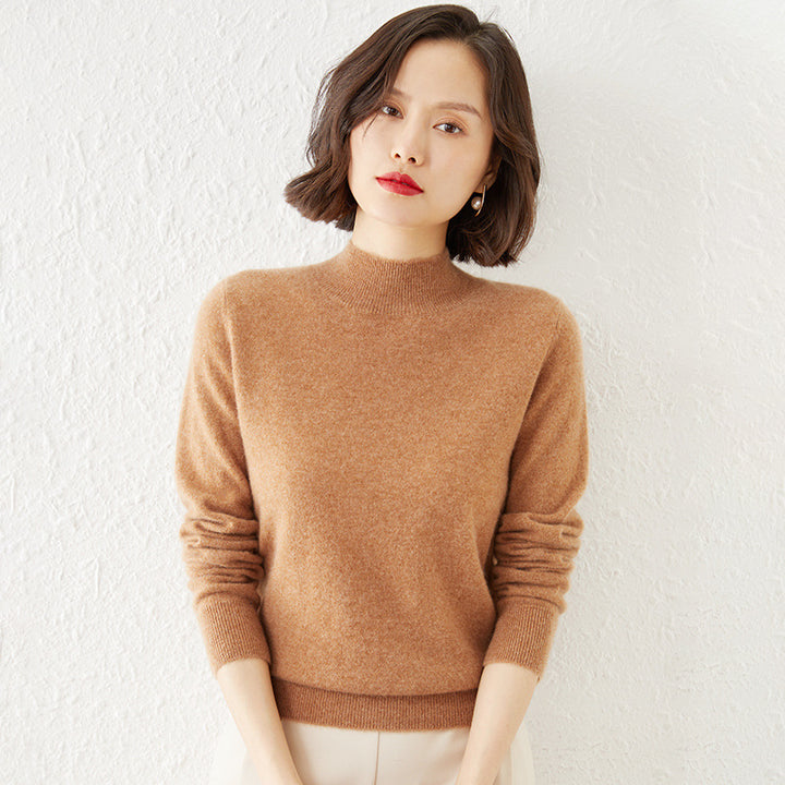 Damen Luxuriöser Kaschmir-Feinstrickpullover mit Stehkragen Echoarchiv