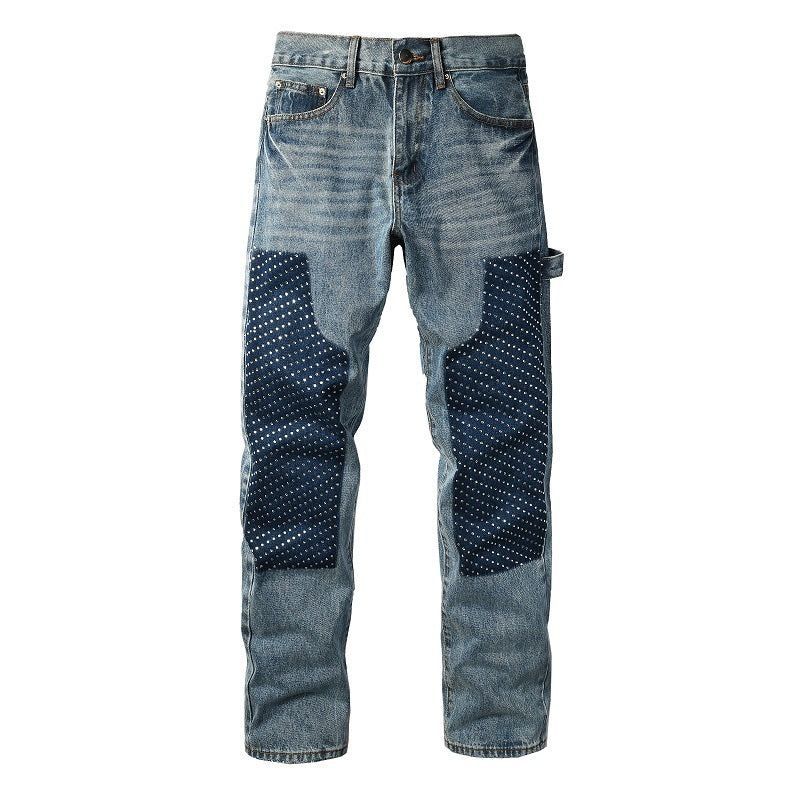 Herren Modische Denim-Hosen mit Kontrast-Patches Echoarchiv
