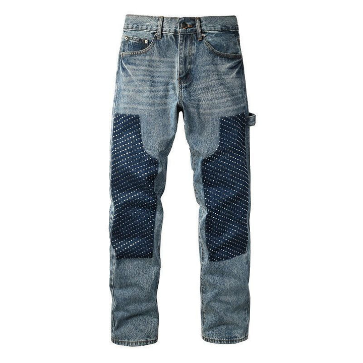 Herren Modische Denim-Hosen mit Kontrast-Patches Echoarchiv