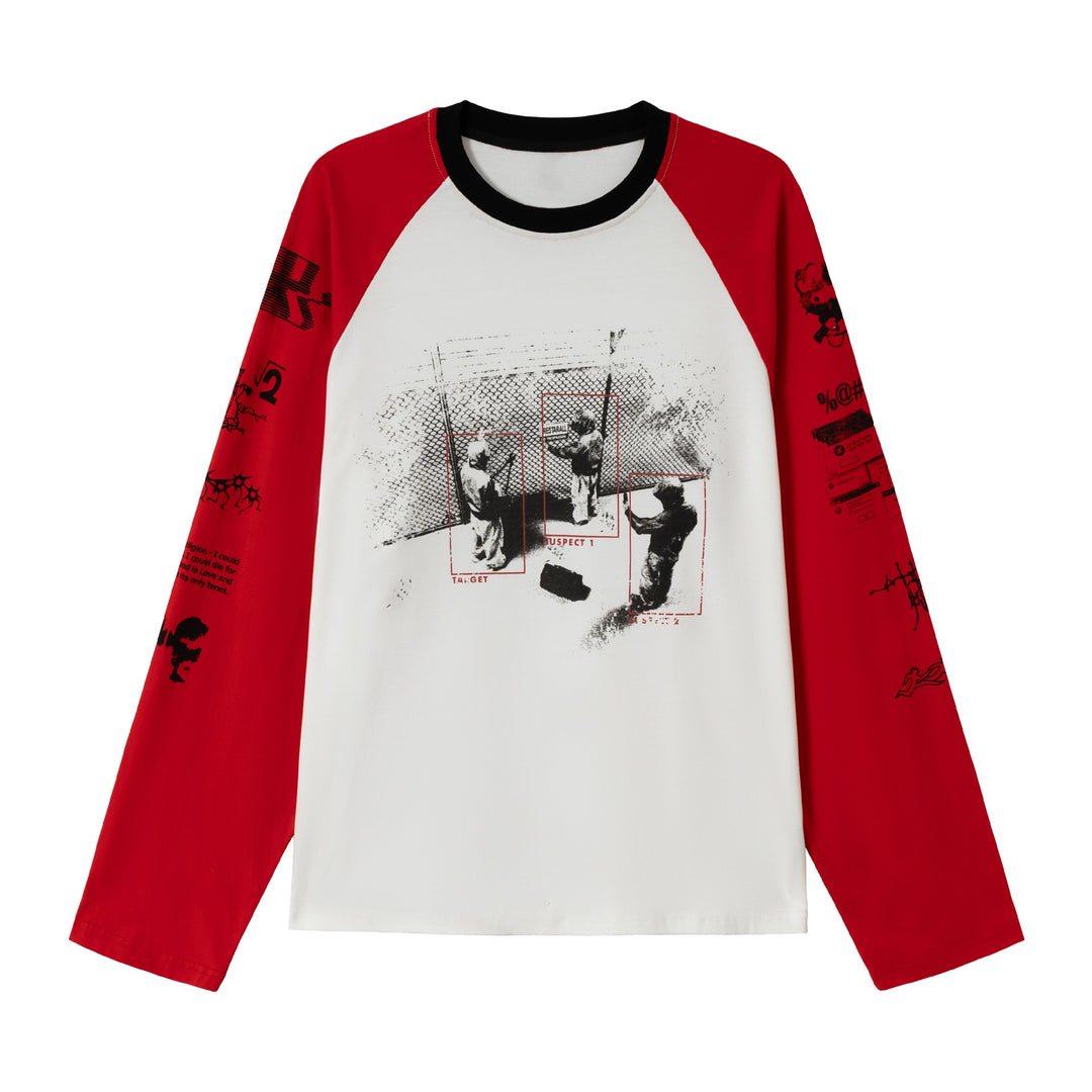 Unisex Langarm-Raglanshirt mit grafischem Print und kontrastierendem Rundhalsausschnitt Echoarchiv