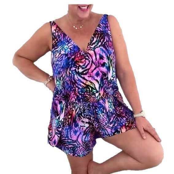 Damen lässiger Overall mit buntem Tiermuster Echo Archiv