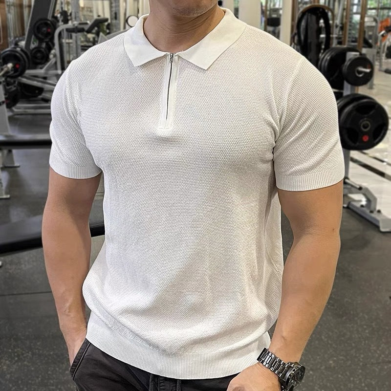 Herren Strukturierte Kurzarm Poloshirt Echoarchiv