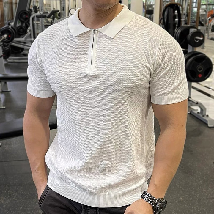 Herren Strukturierte Kurzarm Poloshirt Echoarchiv