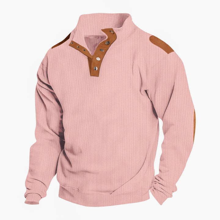 Herren Pullover mit modischem Knopfleisten-Design und strukturierten Ärmeln Echoarchiv