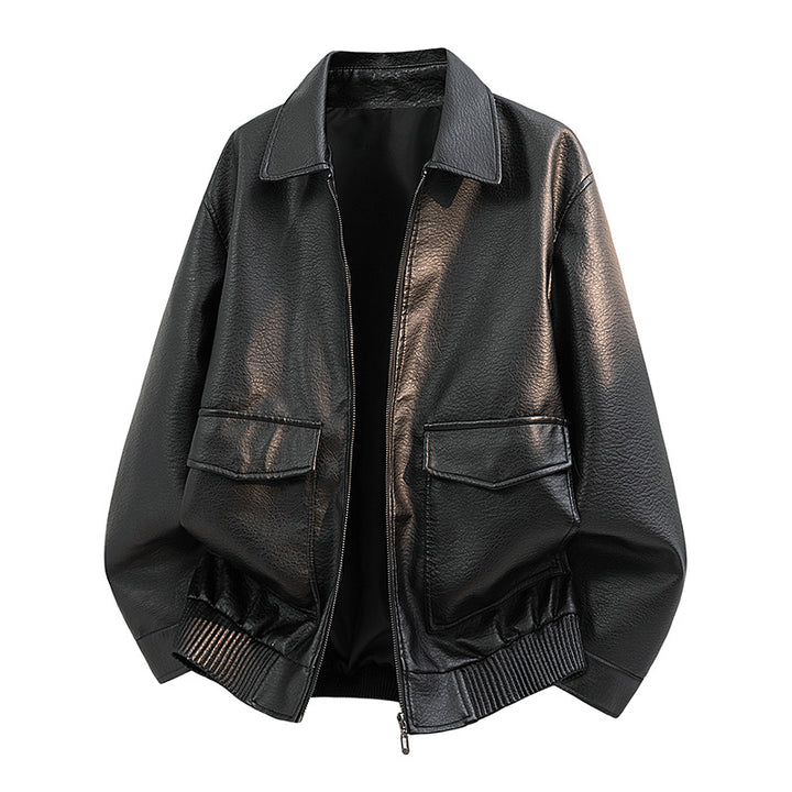 Herren Elegante Kunstleder-Bomberjacke Echo Archiv