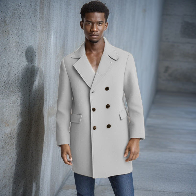 Herren eleganter Doppelreiher-Mantel mit modernem Schnitt und praktischen Taschen Echoarchiv