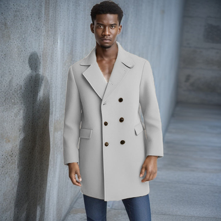 Herren eleganter Doppelreiher-Mantel mit modernem Schnitt und praktischen Taschen Echoarchiv