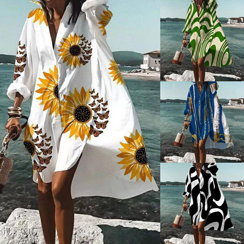 Damen nan luftiges Strandkleid Kaftan mit tropischem Blattprint und weitem Schnitt Echo Archiv