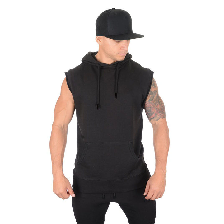 Herren Ärmelloser Hoodie mit praktischer Kängurutasche Echoarchiv