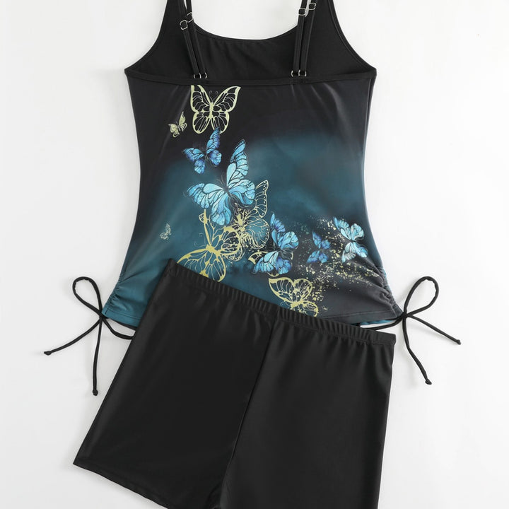 Damen Tankini mit Schmetterlingsmotiv und Badeshorts Echo Archiv