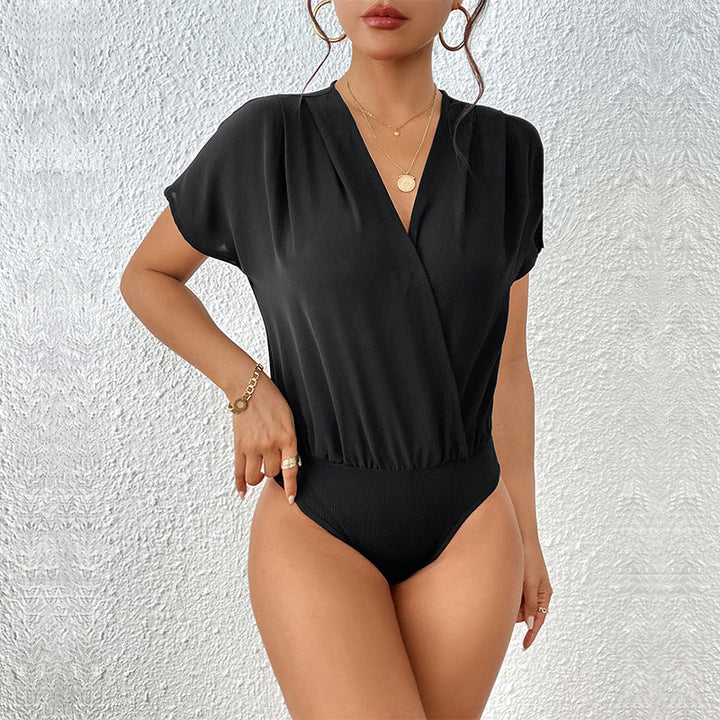 Damen Body mit eleganter Wickeloptik und kurzen Ärmeln Echoarchiv
