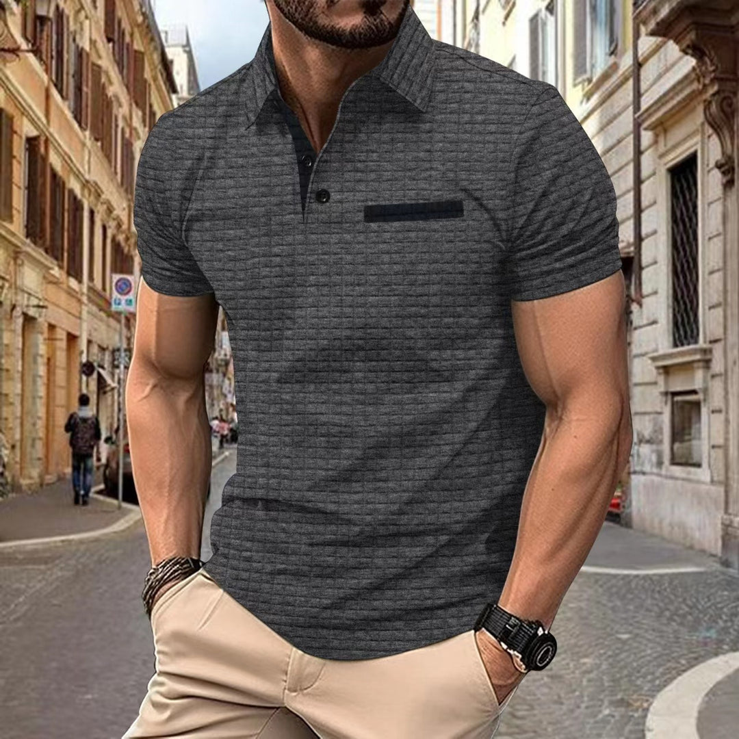 Herren strukturiertes Kurzarm-Polohemd mit modernem Design Echoarchiv